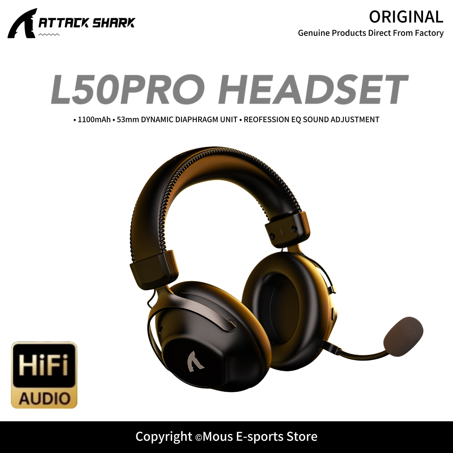 Esports Gaming Gear - ATTACK SHARK L50PRO Headset Nirkabel Tri-Mode